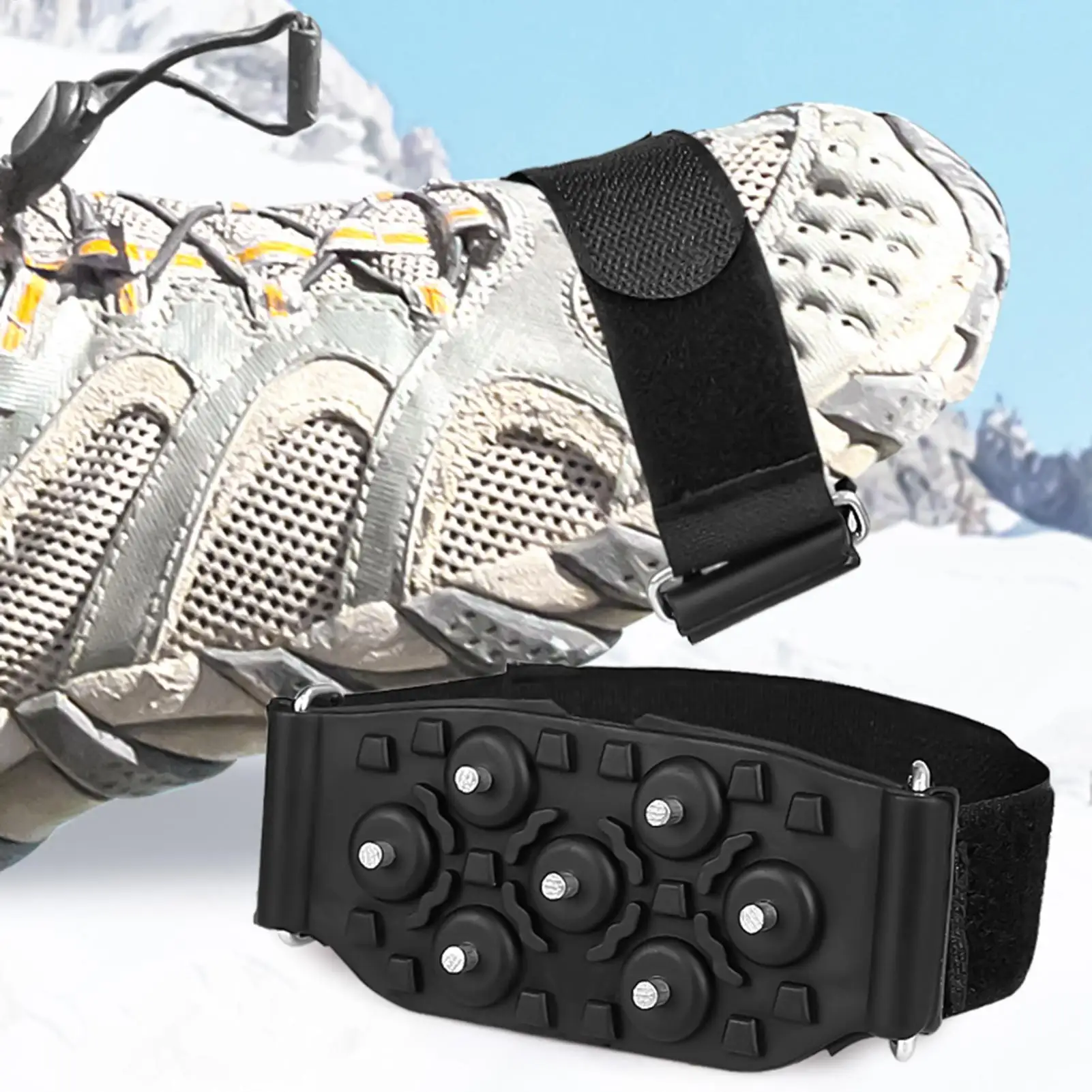 Adjustable Ice Crampons with Anti-Slip Grip Secure Strap  Reliable Traction for Hiking Mountaineering, Snow Ice Outdoor Climbing