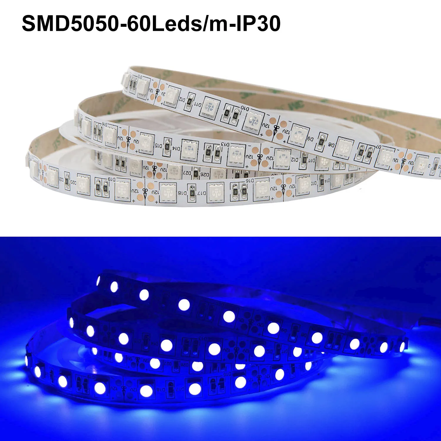 Tira de luces LED UV resistente al agua, 5V/12V/24V, 3528/5050SMD, cinta de cuerda púrpura, cinta fluorescente para DJ, 1m, 2m, 3m, 4m, 5m