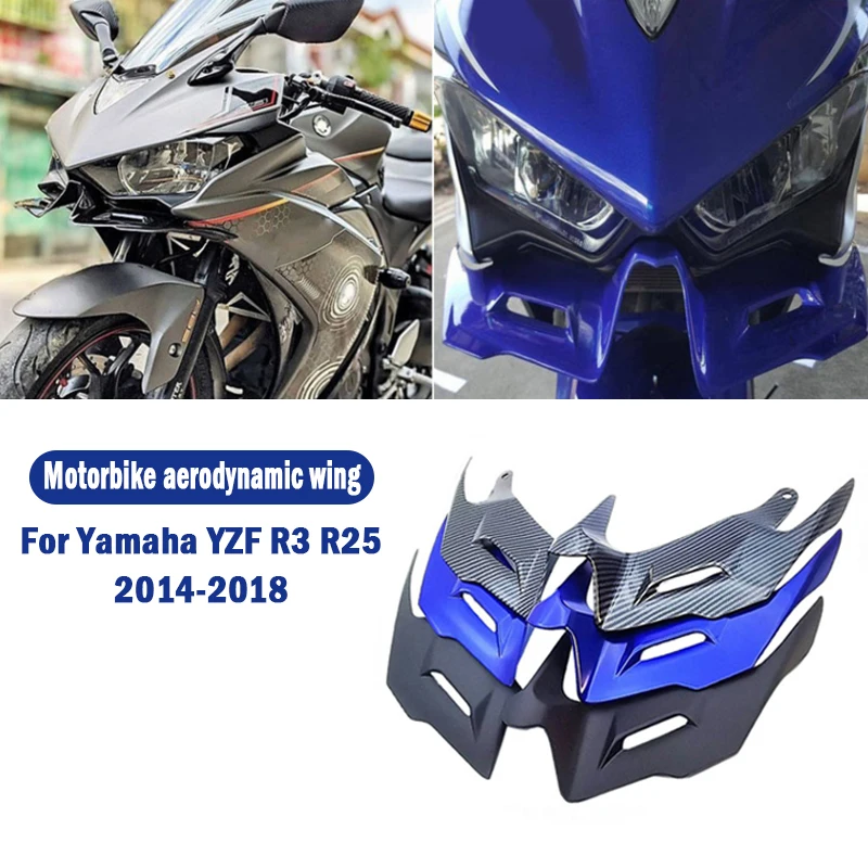 

For Yamaha YZF R3 R25 2014-2018 motorbike fairing Aerodynamic winglet front cover ABS carbon fibre style motorbike airfoil