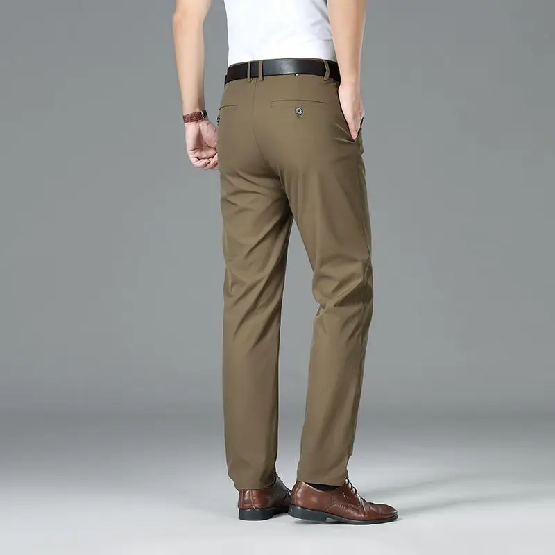Male Smart Casual Pants Stretchy Sports Men's Fast Dry Trousers Spring Autumn Full Length Straight Office 6 Colors Work Pants
