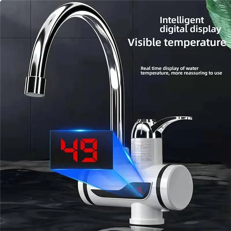 MOPHE-EU Plug Compatible 3000W Electric Hot Cold Mixer Tap Instant Heating Faucet 360 Degree Rotation Fast Digital Kitchen Bathr