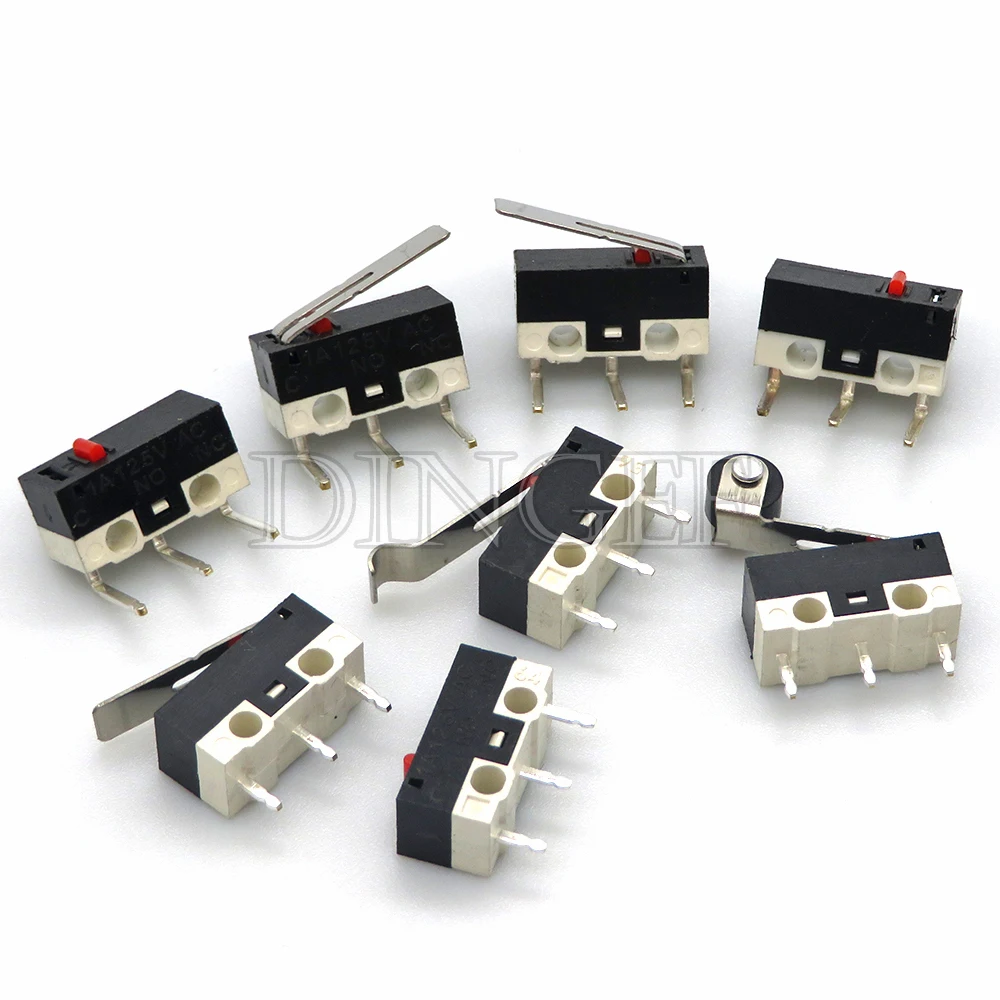 Micro Limit Switch Momentary Push Button Switch 1A 125V AC Mouse Switch 3Pins Long Handle Roller Lever Arm SPDT 12* 6 *6mm