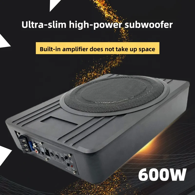 Subwoofer per auto sotto il sedile da 8 pollici 10 pollici di alta qualità Subwoofer sottile attivo da 600 W Subwoofer sottosella per auto in alluminio per bassi puri