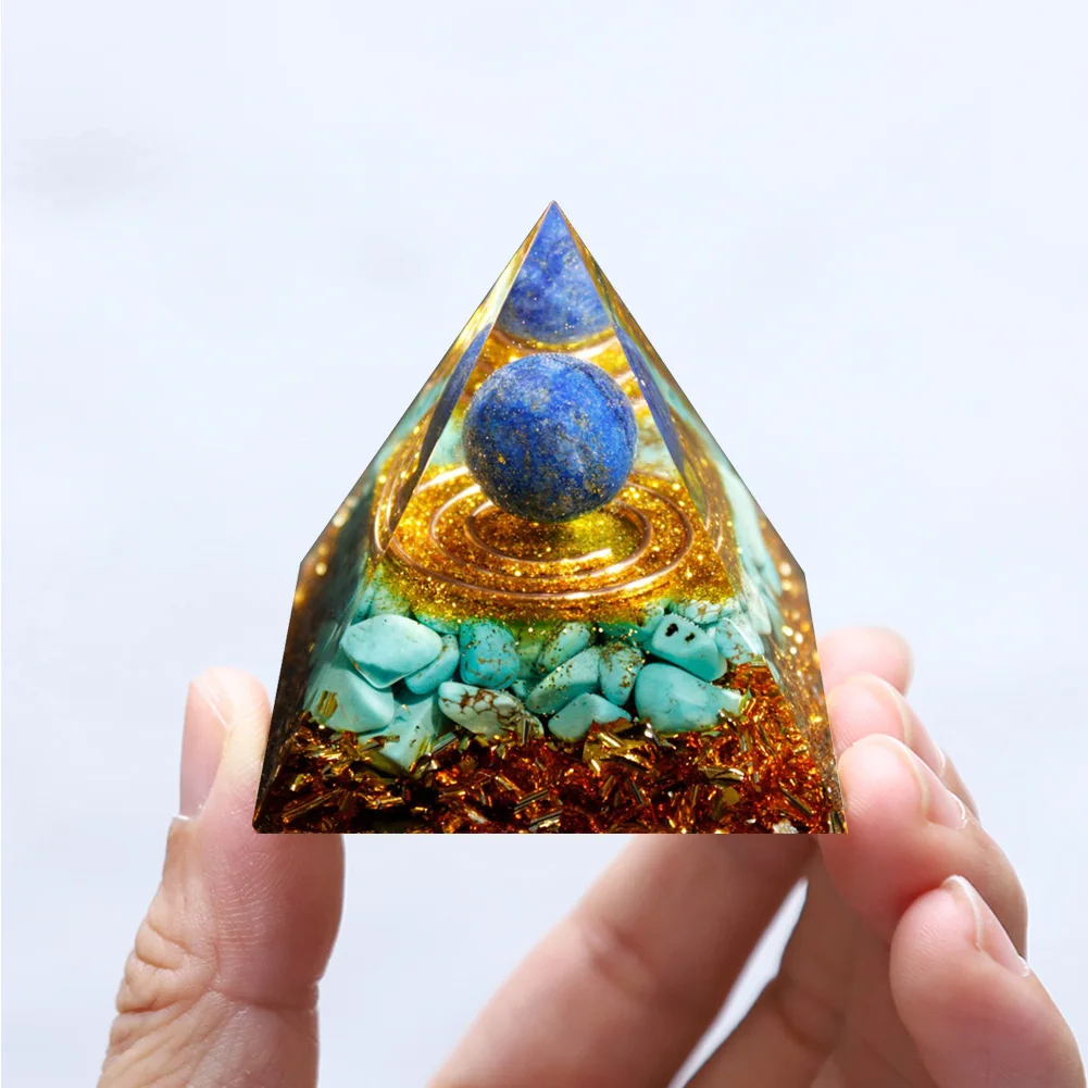 Natural Stone Crystal Orgonite Pyramid Reiki Chakra Healing Gemstone Tower Meditation Protection Office Decor Gifts