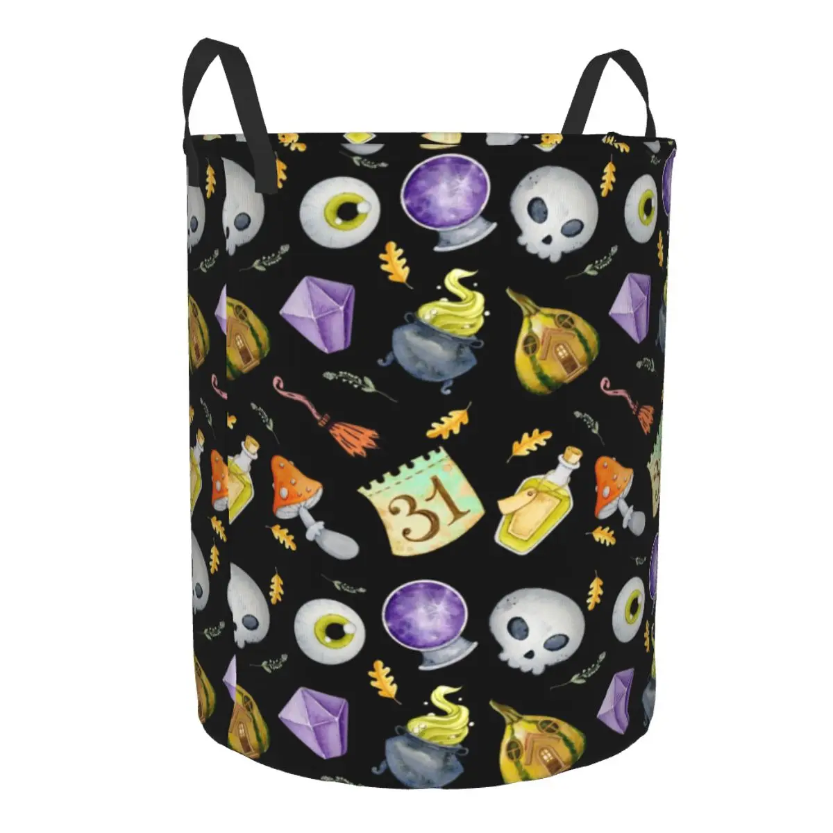 Custom Halloween Film Laundry Basket Collapsible Hocus Pocus Witch Pattern Clothes Toy Hamper Storage Bin for Kids Nursery