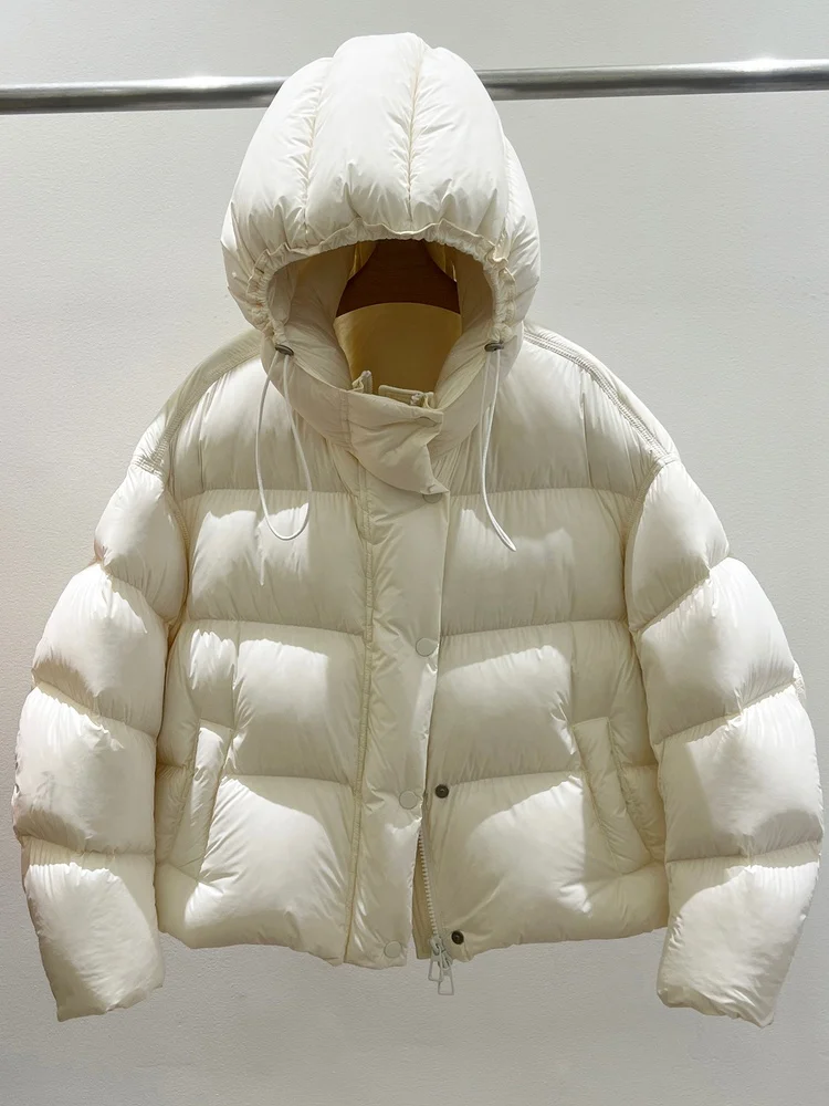 

Женская короткая пуховая куртка с капюшоном, утепленная, зимняя, приталенная, комфортная, в корейском стиле