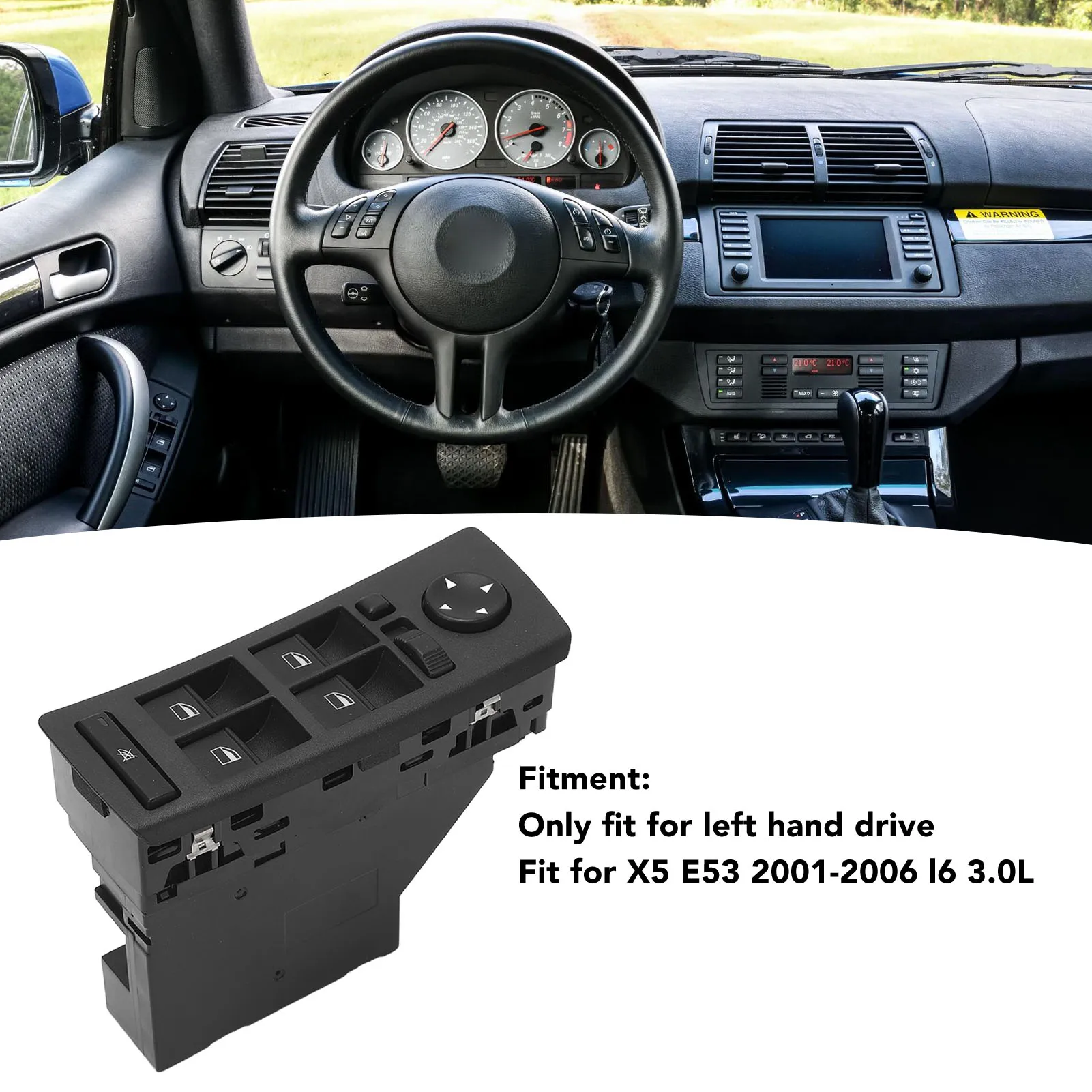 

Power Window Power Window 61316962506 Front Left Electric Window Button for X5 E53 2001 to 2006