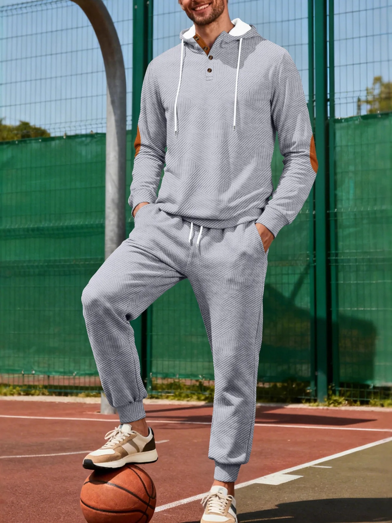 

Мужской повседневный комплект: худи свободного кроя и брюки из полиэстера для осени и зимы, с длинными рукавами