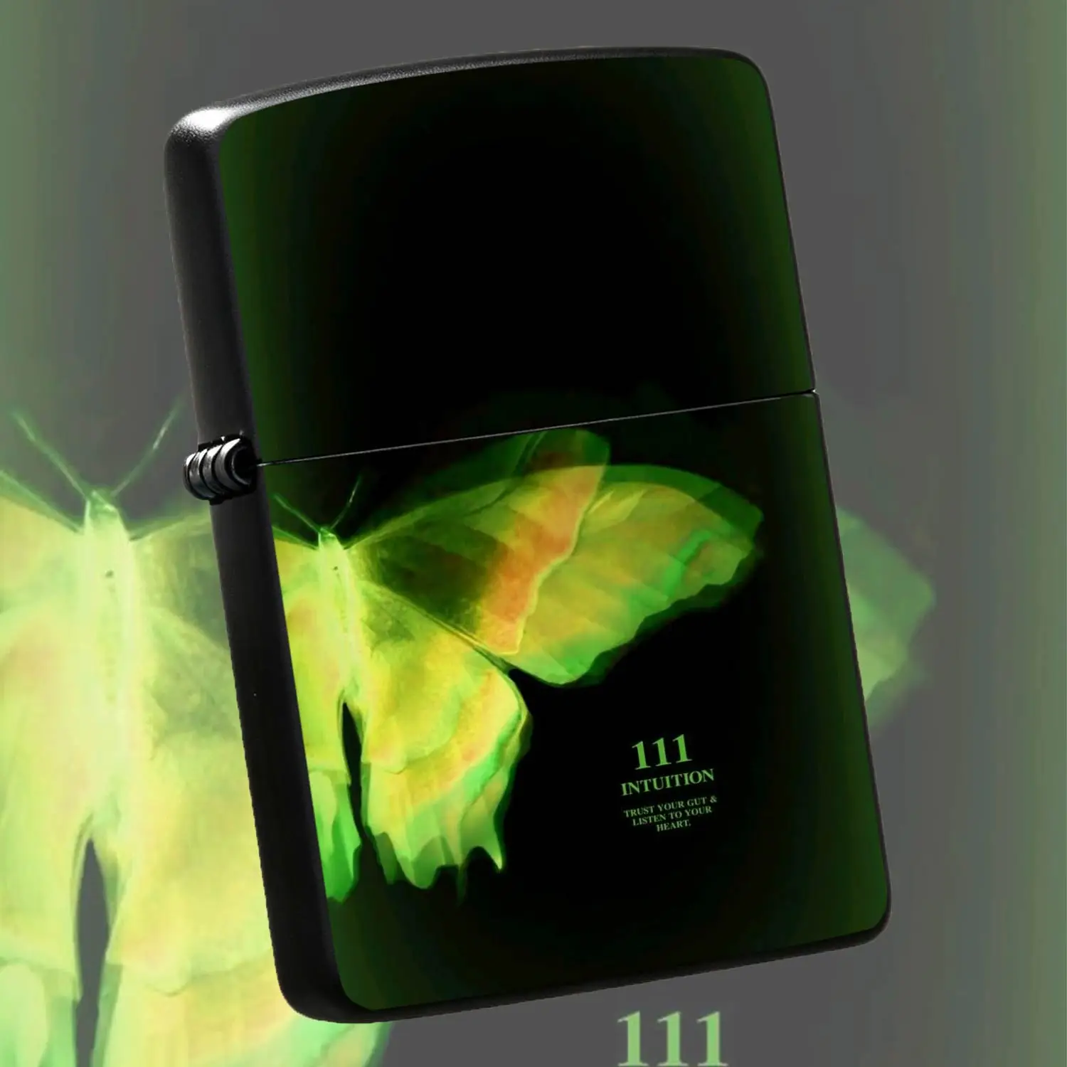 Aesthetic Gradient Green Glowingportable Lighter, Angel Number 111 Intuition Themed Decorative Igniter, Delicate Artistic Unique Present For Friends Family, Suitable For Daily Travel Party Gatherings, Exquisite Practica A Humorous And Inter