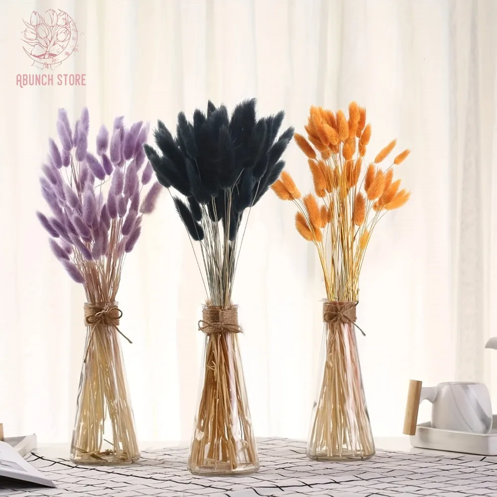 60Pcs Bunny Tails Dried Flowers for Home Vase Decoration Natural Dry Lagurus Ovatus Pampas Rabbit Tail Grass Wedding Arrangement