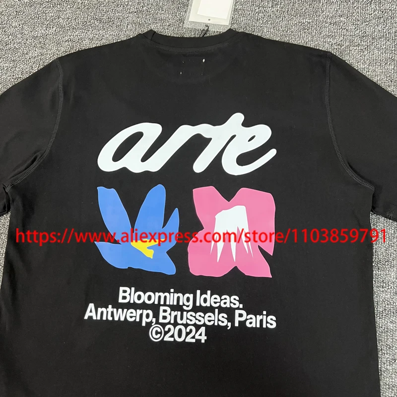 

High Street Trend Arte с короткими рукавами, повседневные хлопковые топы с цветочным принтом логотипа, летние модные брендовые футболки ARTE