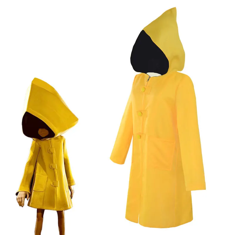 Kleine Nachtmerries 2 Mono Zes Game Cosplay Kostuum Hongerige Kinderen Jongens Kleine Zes Gele Lange Jas Kleding