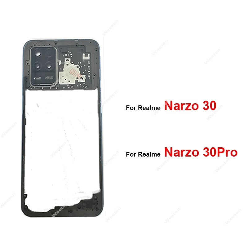 ل Realme Narzo 30 30 Pro 4G 5G الإطار الأوسط الإسكان الأوسط حامل الإطار الأوسط غطاء إصلاح أجزاء