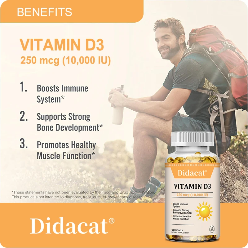 Vitamin D3 10,000IU (250 Mcg) - High Potency for Healthy Immune & Muscle Function, Non-GMO in Organic Extra Virgin Olive Oil