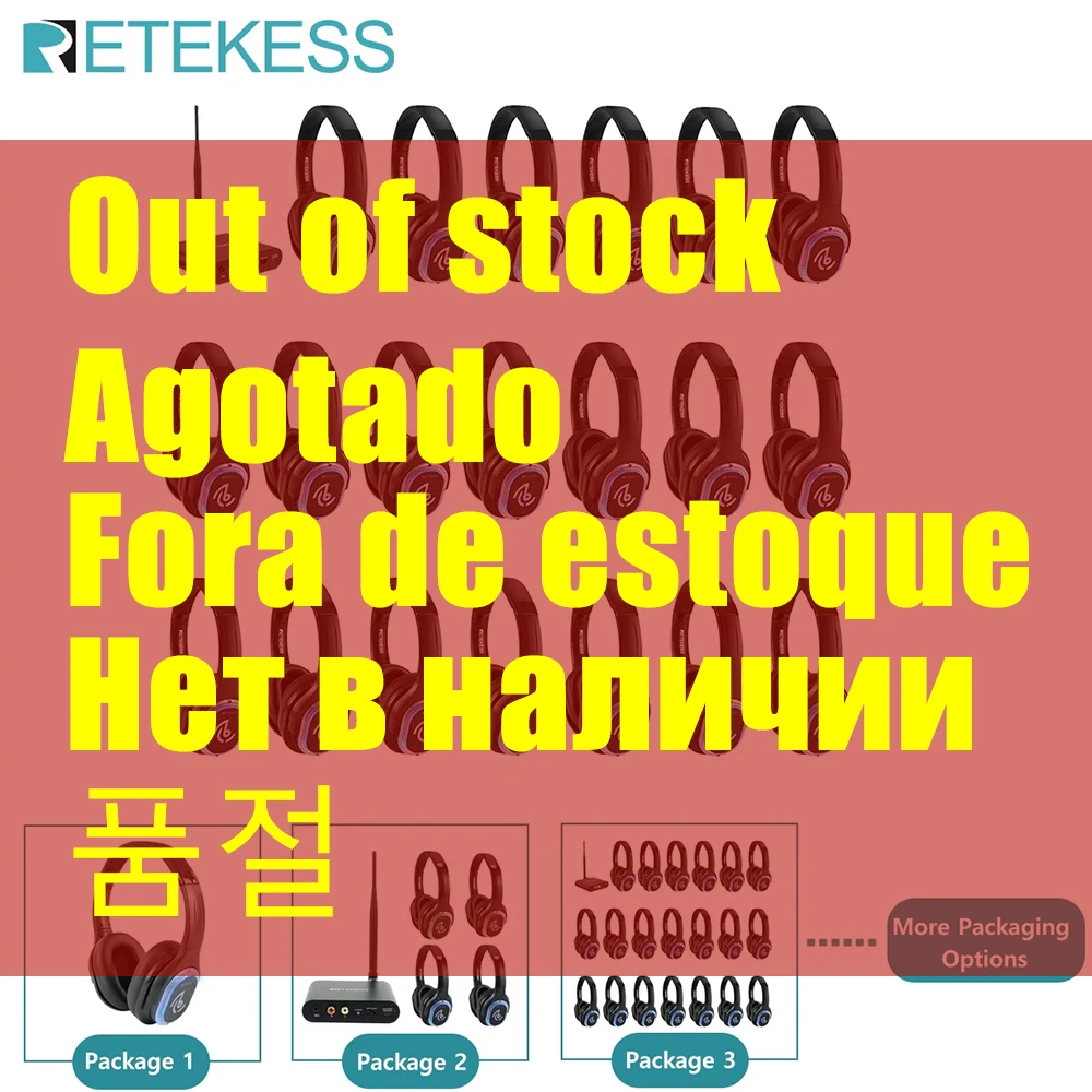 Retekess TA003 Sistema di cuffie da discoteca silenzioso, cuffie e trasmettitori wireless con 3 canali per feste, TV, club, bar e DJ