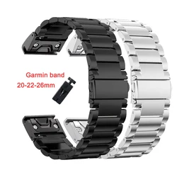 Pulseira de relógio de aço inoxidável para Garmin Fenix, pulseira de metal, pulseira para Garmin Fenix 7, 6X, 6S, 6 Pro, 5X, 5, 5S, 3HR, 20mm, 22mm, 26 milímetros