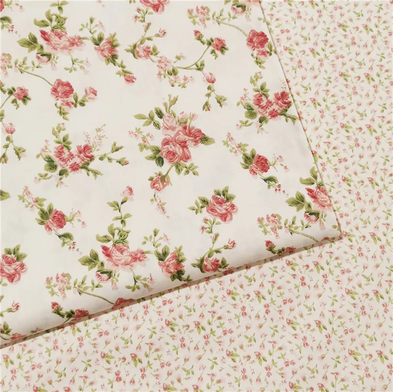 Width 160cm/63'' Retro Rose Floral 100% Cotton Fabric For Blanket Bedding Dresses Cloth Cotton Twill