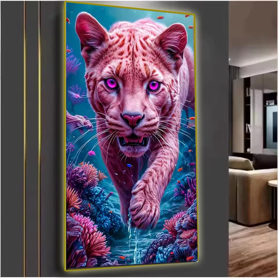 

DIY , Pink Lion for Diving, 5d Diamond painting Kits Big Size Handicraft , Mosaic kits,Diamond Embroidery For Home Decor