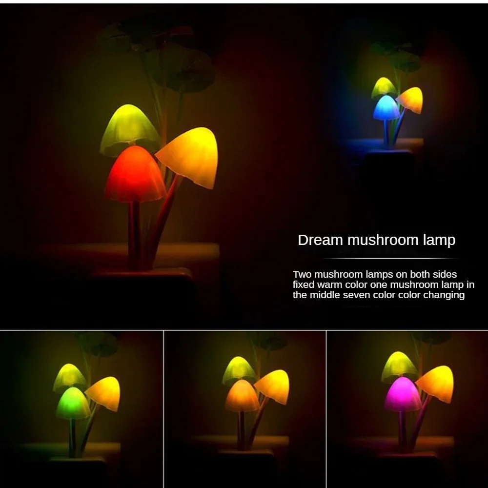 LED Night Light Sensor 3 LED Colorful Dream Flower Mushroom Lamp Novelty Night Light Bedroom Babyroom Lamps for Kids Gifts