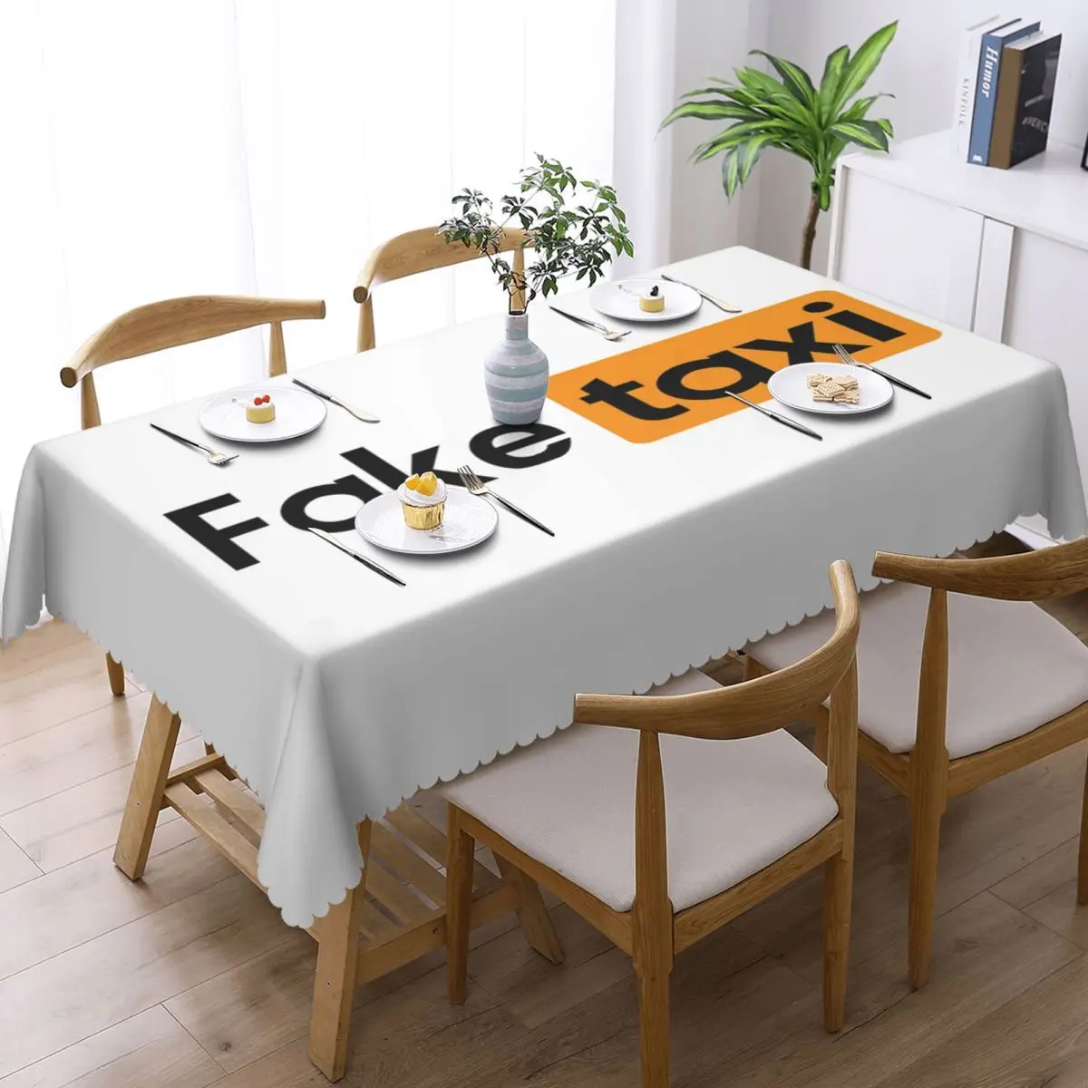 Fake Taxi Customized Rectangular Tablecloth Oilproof Table Cover for Festival Party Decorations Table Cloth