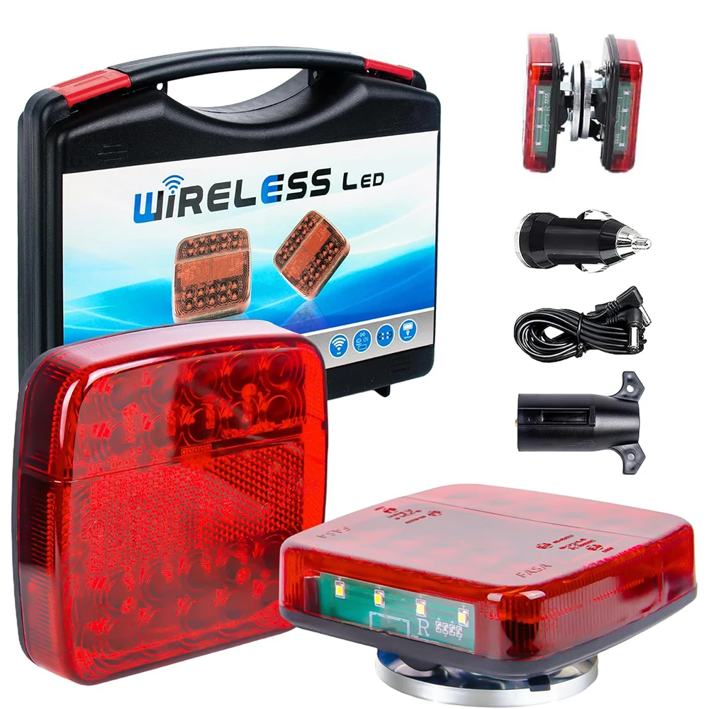2 قطعة اللاسلكية المغناطيسي مصباح ليد خلفي مقطورة الضوء الخلفي إشارة تحذير الفرامل ضوء RV شاحنة تخييم #1