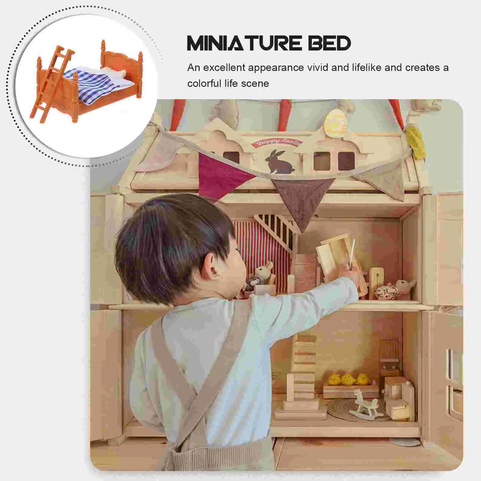 Bed Model Dolls House Bookcase Decor Dollhouse Baby Mini Decoration Cradle Accessories Furniture Models Scene Household