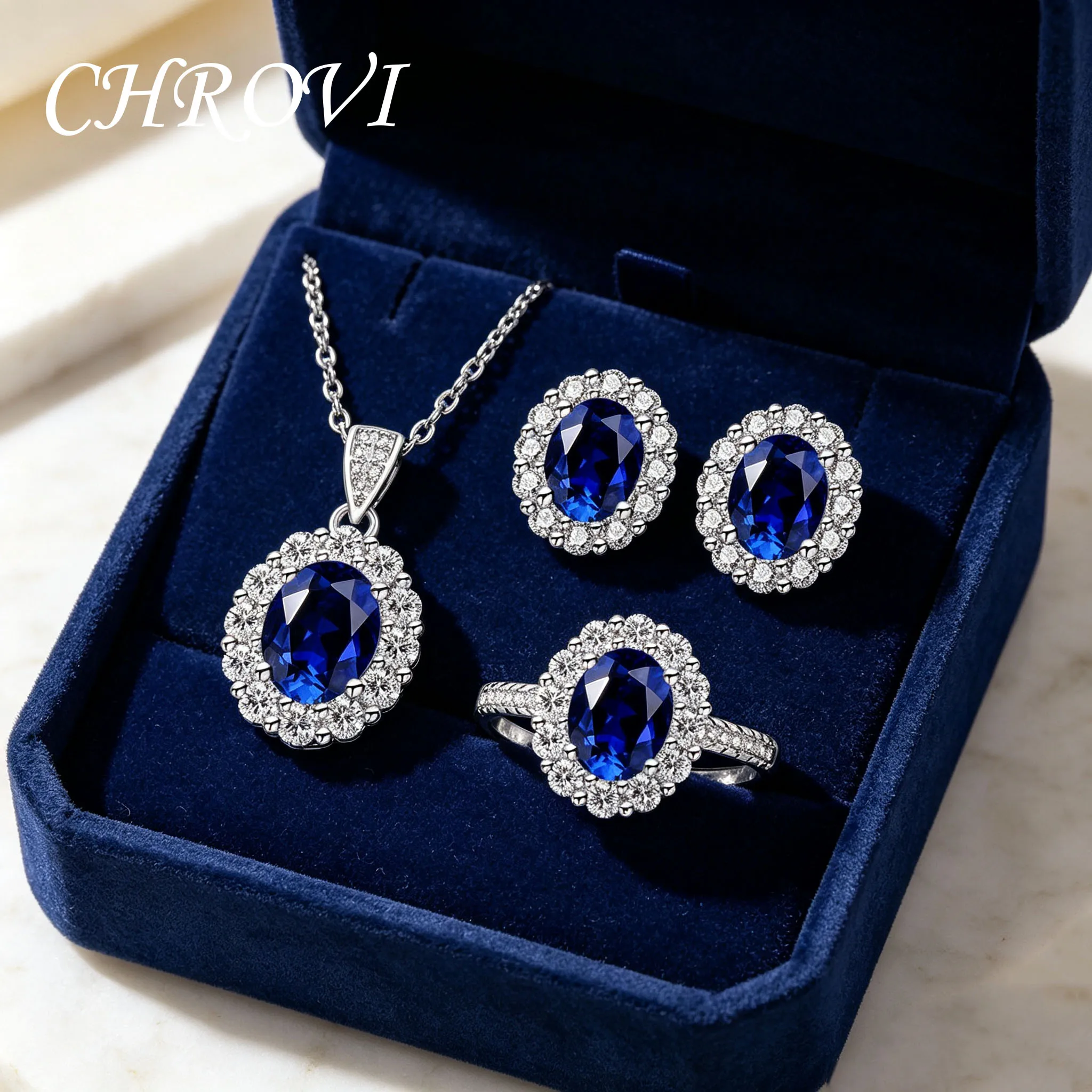 Fashion 925 Sterling Silver Jewelry Set with Gemstone Zirconia: Ring Pendant Necklace Stud Earrings - Best-Selling Accessories