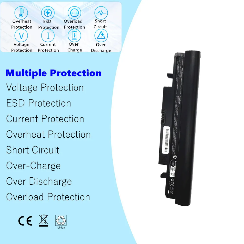 11.1v 4400mAh Laptop Black Battery for Samsung N100 N150 N150P AA-PB2VC3B AA-PB2VC6B AA-PL2VC6W N250 N143 N143P N145