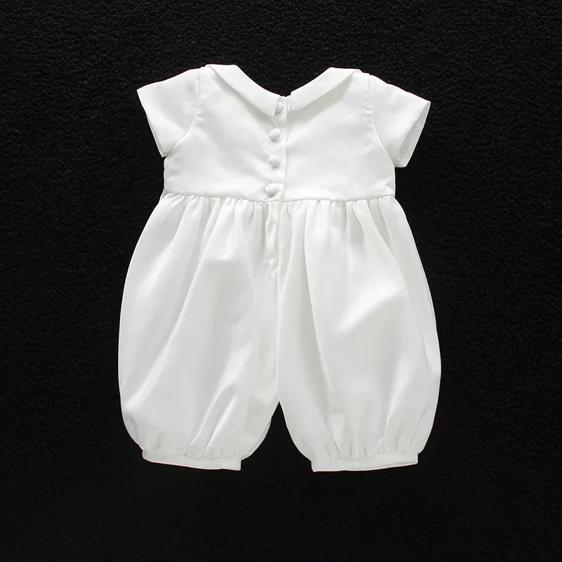 baby boy clothes white baptism baby romper set with hat turndown collar newborn first boy birthday clothing 3-24M