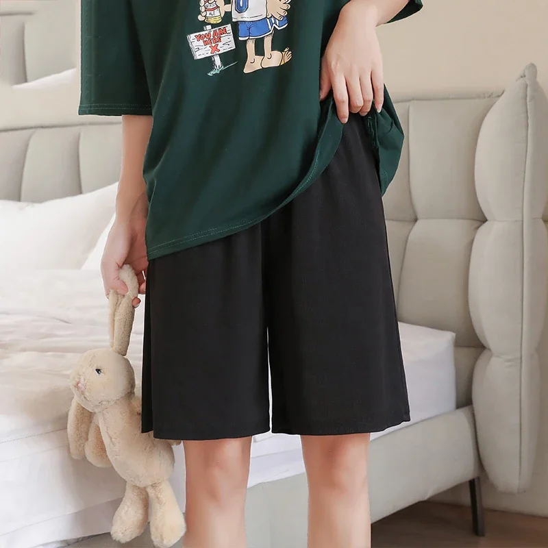 Shorts Dames Ademend Zomer Knielengte Casual Kort Effen Zachte elastische taille Losse all-match kleding Wijde pijpen broek Tiener