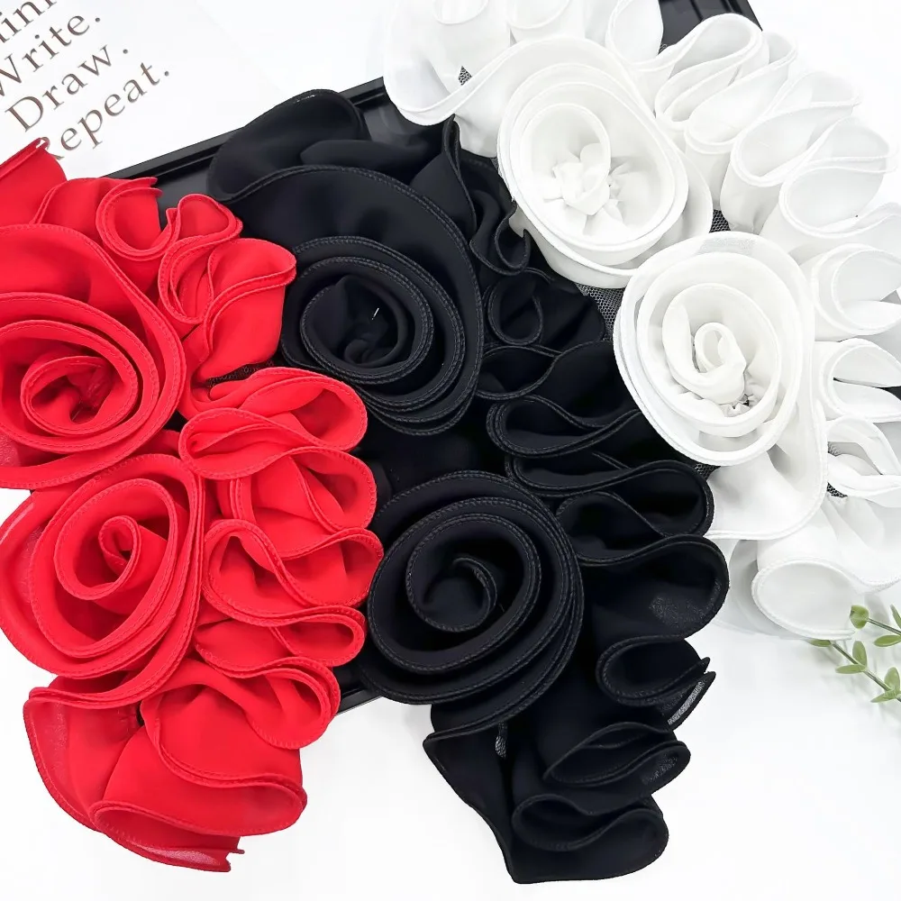 Trendy Dacron 3D Floral Decoration Flower Shape Floral Patch DIY Accessory