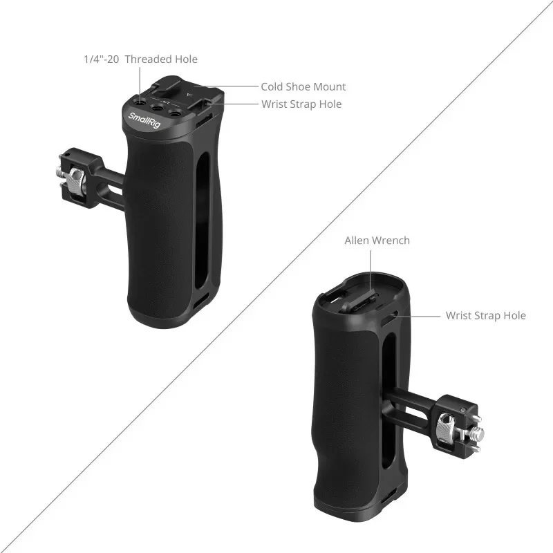 SmallRig 5950 Side Handle with 1/4''-20Locating Screw Left and Right Changeable Vertically Adjustable to 43mm for Sony for Canon