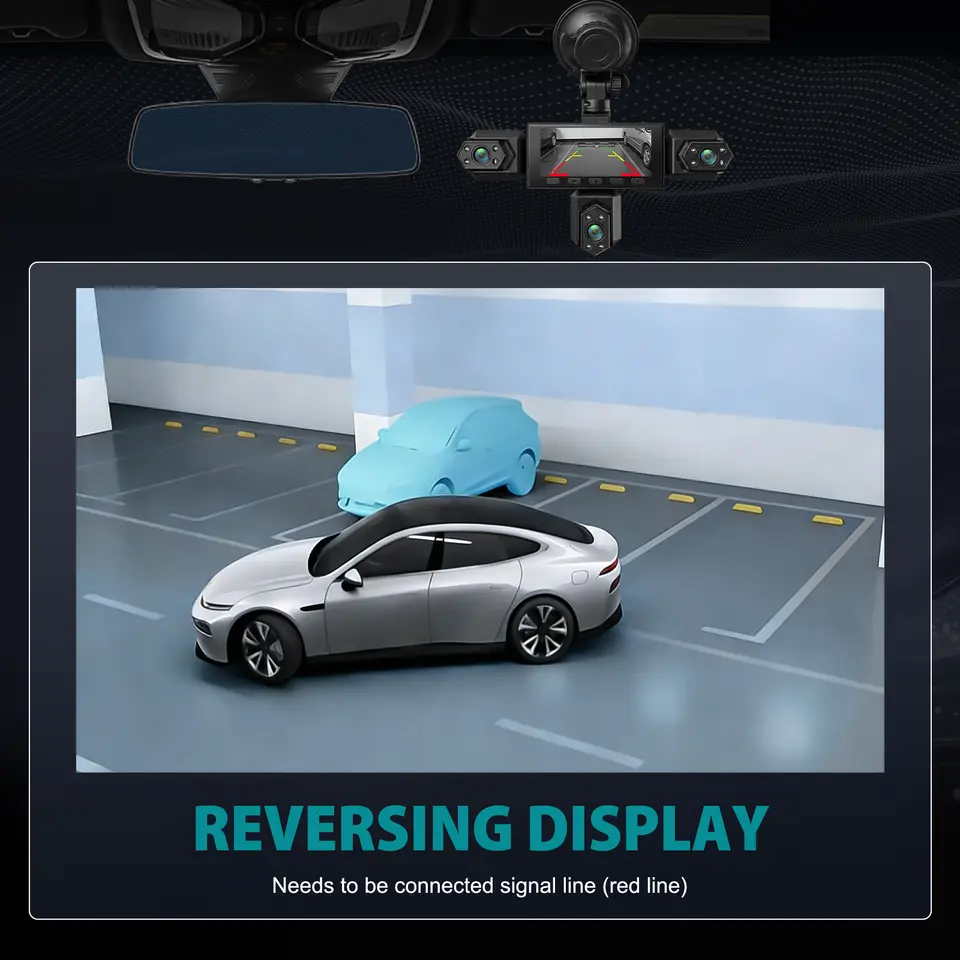 5-Lens Car Dash Cam with 480P Interior Cameras and Parking Monitor