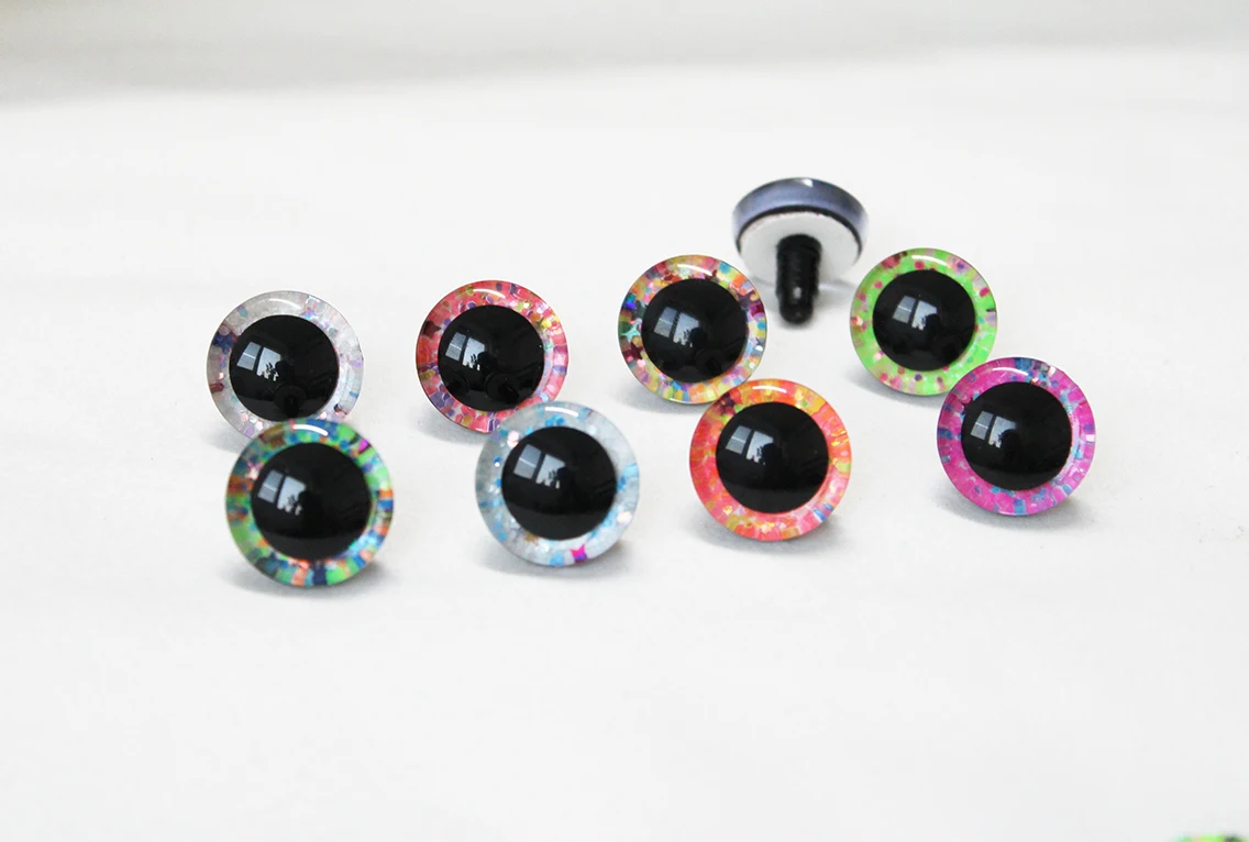 20pcs New style 9mm to 35mm craft eyes 3D glitter toy safety eyes  doll eyes eyes  with washer--color option-S9