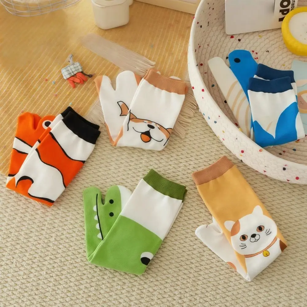 

Забавные носки с изображением дельфина, крокодила и кота, удобные мягкие носки до середины икры, дышащие длинные стильные женские носки с животным принтом