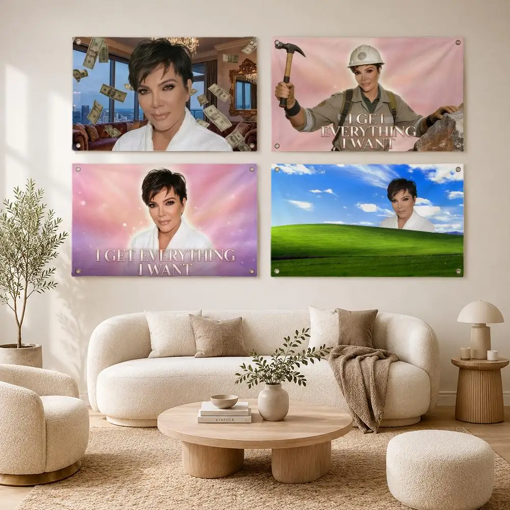 Reality TV Kris Jenner Flags flag For Decoration Outdoor Picnic Hanging Home Camping Party Banner