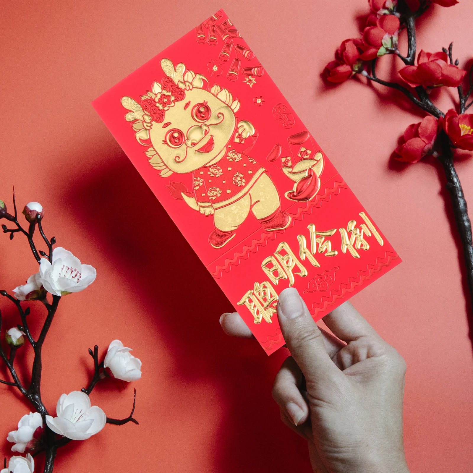 

12 Pcs 2024 Year of Dragon Red Envelopes Traditional Chinese New Year Packets Lucky Paper Money Pouches Festivals Gifts