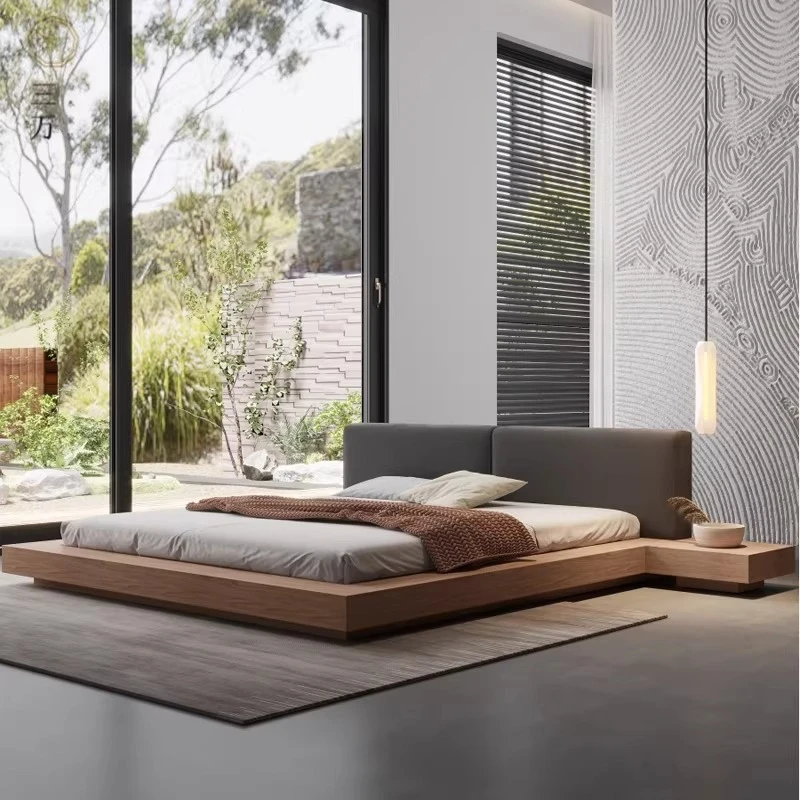 Solid wood tatami bed, floor-to-ceiling bed