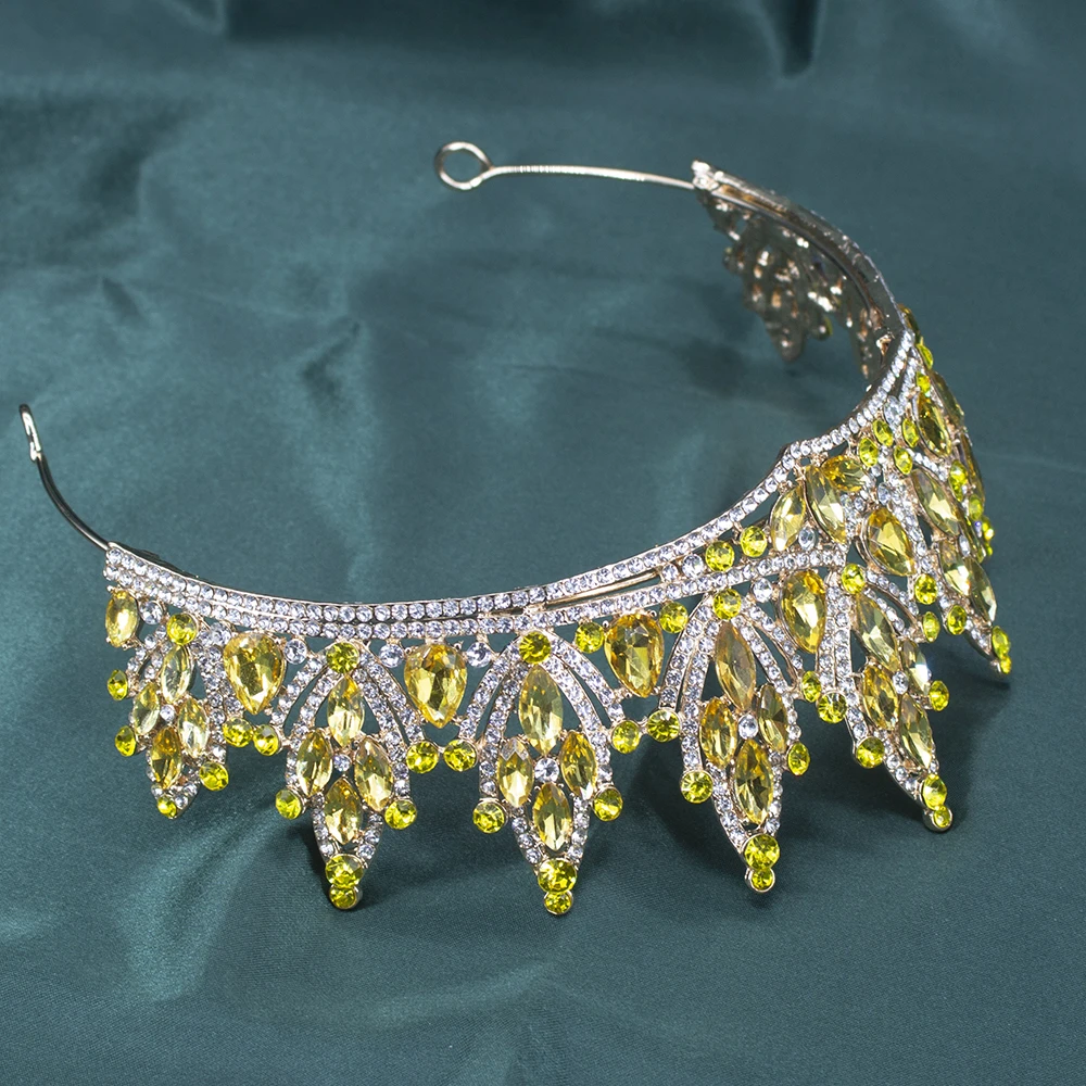 غطاء رأس على شكل تاج كريستالي فاخر على الطراز الباروكي - تاج الملكة / إكسسوار مجوهرات شعر الأميرة المسائية