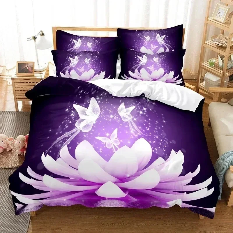 Flower Duvet Cover SetS Queen King Size Blooming Golden Flower Twin Bedding Set for Girls Women Vibrant Floral Theme Quilt Cover