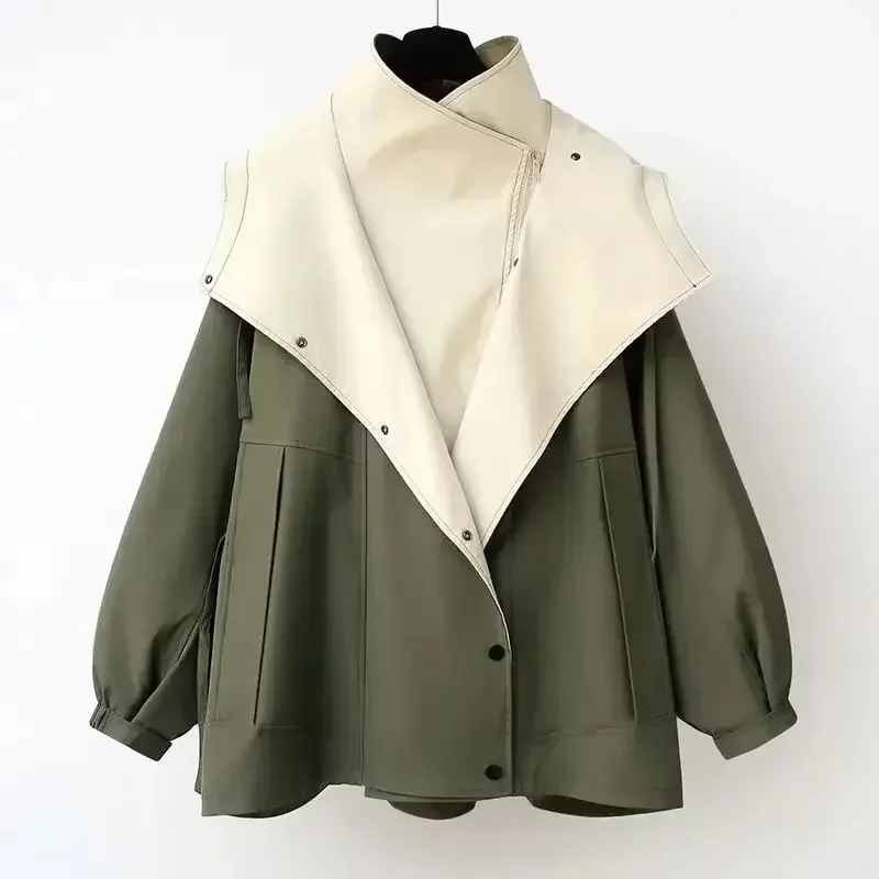 2024 Waist Collection Mid-length Windbreaker Jackets New Korean Fashion New Women's Spring And Autumn Casual Oversize Coat
