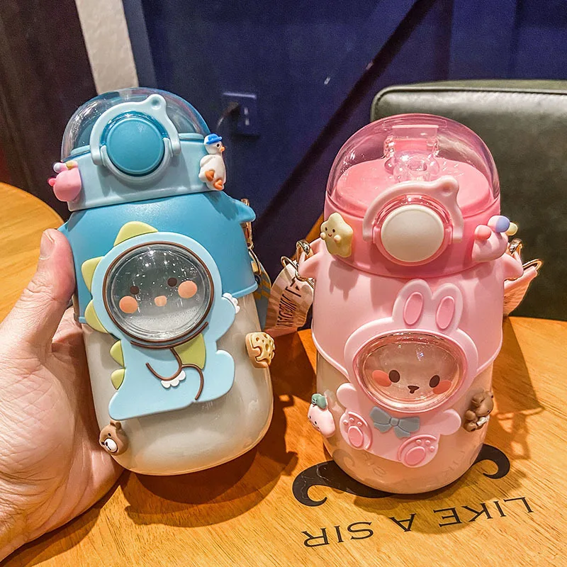 

720ml Kids Water Bottle for School Boys Girl Cup with Straw BPA Free Cute Cartoon Leakproof Mug Portable Travel Drinking Tumbler