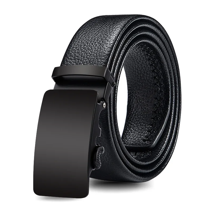 

Fashion New Men Belts Automatic Buckle Belt Quality Leather Authentic Girdle Belt For Men's Black Color Belt Long 120cm