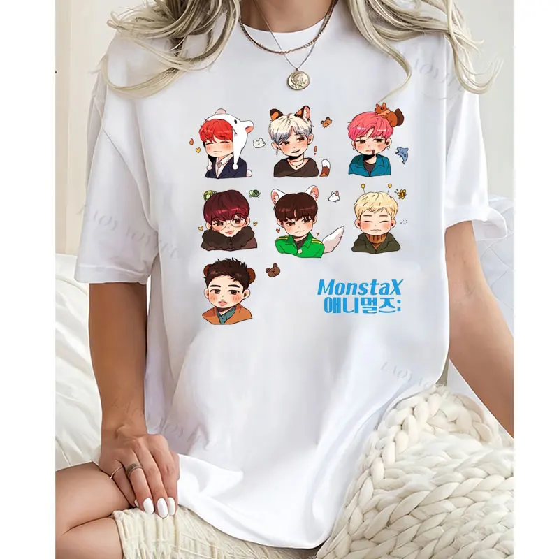 Camiseta Playera Kpop Monsta X, Ees de Hip Hop de Yoo Kihyun para miembros de banda de niño coreano, Camisetas Hipster estampadas, ropa coreana Y2k