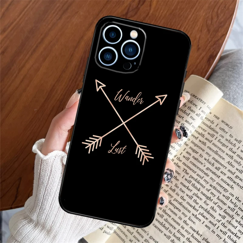 حافظة هاتف Wanderlust لهاتف آيفون 16 15 14 13 11 12 Pro Max Plus 12 13 Mini XR 16e Funda غطاء سيليكون