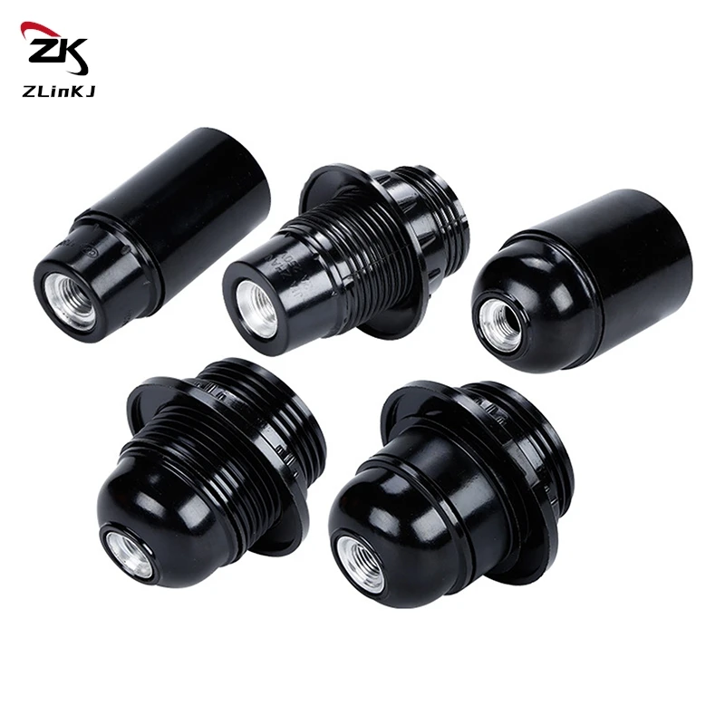 1pc Black E27 Self-locking Bakelite Lamp Holder E14 Cap Screw LED Light Head Socket Floor Desktop Light Bulb Base