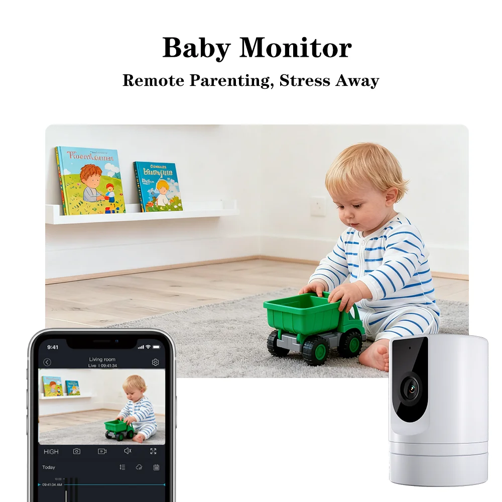 3PCS 2K Camera 5GHz Dual WiFi 3D Noise Reduction Digital Zoom 2MP CMOS Sensor with 2-Way Audio Motion Human Detection 128GB SD