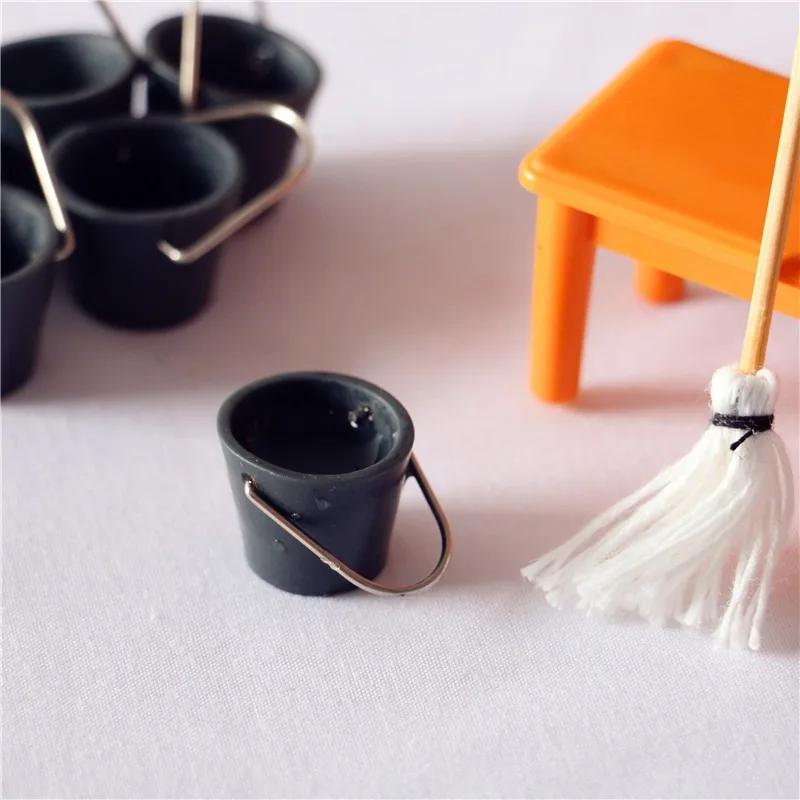 Dollhouse Miniature Model OB11 Scene Shooting Props Life Set Water Bucket Mop Combination