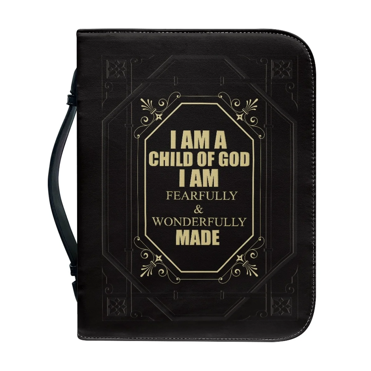 I am a Child of God I am Fearfully Wonderfully Made PU Leather Bible Bag Women Zippered Handbag Study Book Holy Storage Boxes