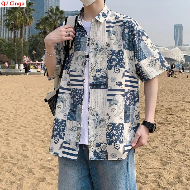 

Men's Short-sleeve Printed Shirt for Summer 2026; A Casual, Single-breasted Shirts with A Lapel, Perfect for A Beach Vacation.